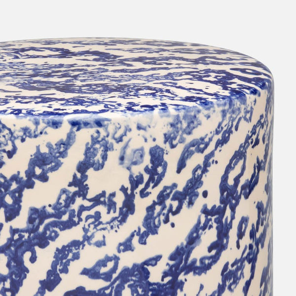 Verena Outdoor Side Table, Marbleized Blue Ceramic