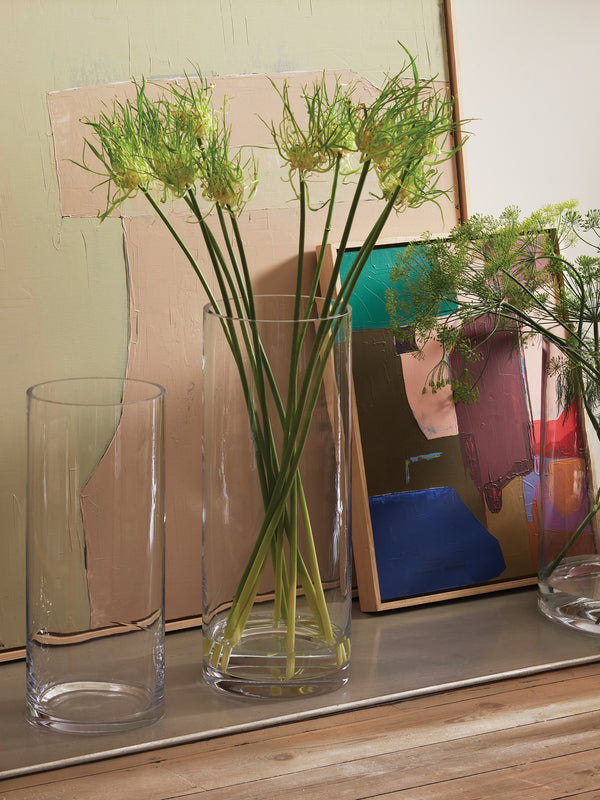 Column Vase/Candleholder 14.25" x 6.75", Clear