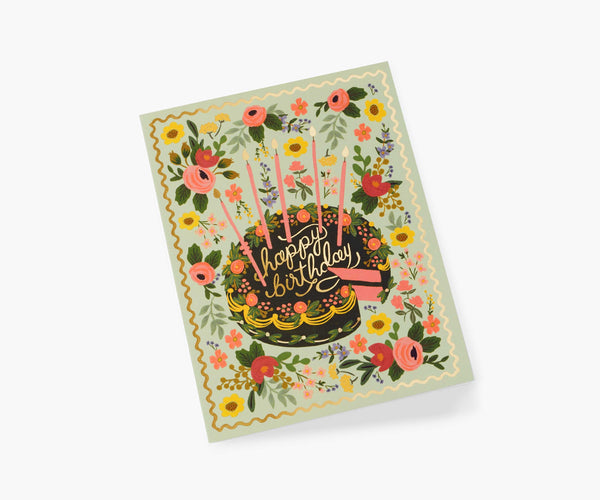 Floral Cake Birthday, Greeting Card