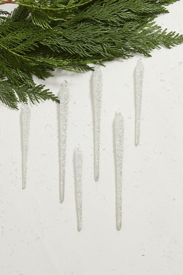 Glitzy Icicle Ornament, Set of 6