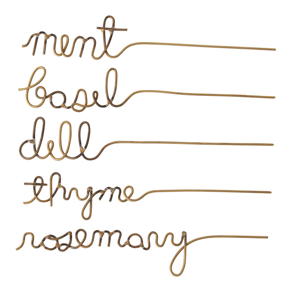 Gold Wire Herb Markers, Set of 5