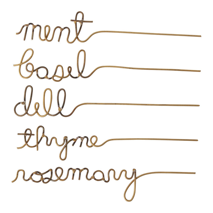 Gold Wire Herb Markers, Set of 5