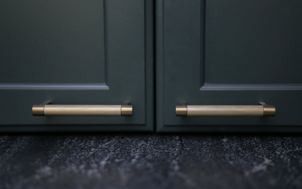 Cabinet Rectangular Stem Knurled Bar Cabinet Pull, Satin Brass, Sold Individually