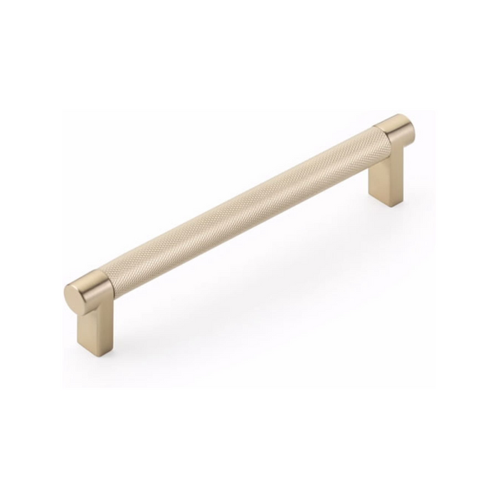 Cabinet Rectangular Stem Knurled Bar Cabinet Pull, Satin Brass, Sold Individually