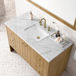 Hudson 48" Single Vanity, Light Natural Oak, Carrera White Marble Top