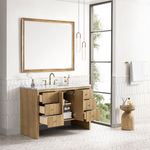 Hudson 48" Single Vanity, Light Natural Oak, Carrera White Marble Top