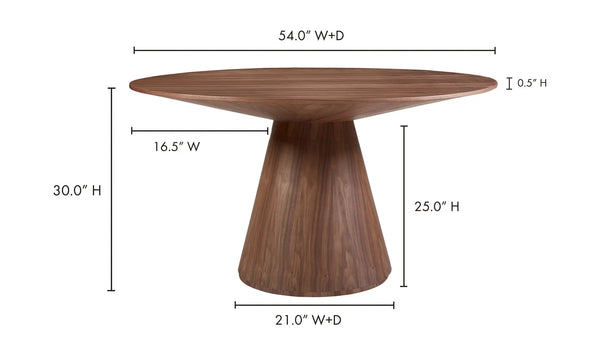 Otago Round Dining Table - Walnut, 54" Dia