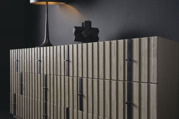 Clancy Dresser, Fossil, Matte Black Metal, 68"W x 17.5"D x 31.5"H