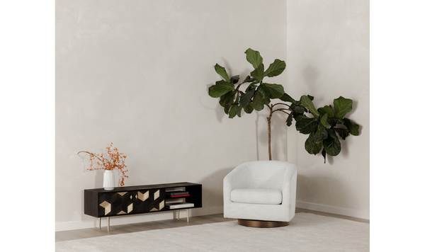 Oscy Swivel Chair, Splashed White