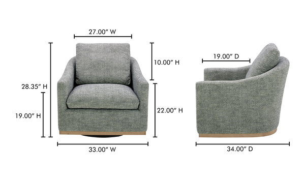 Linden Swivel Chair, Slated Moss