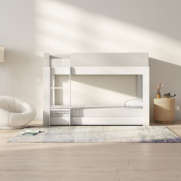 Milo Twin Bunk Bed, Pebble (includes mattresses)