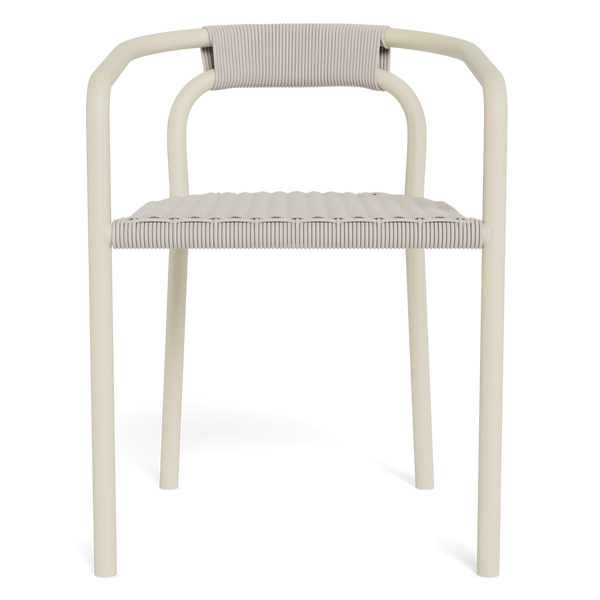 Leo Stacking Dining Chair, Aluminum Bone / Rope Shell