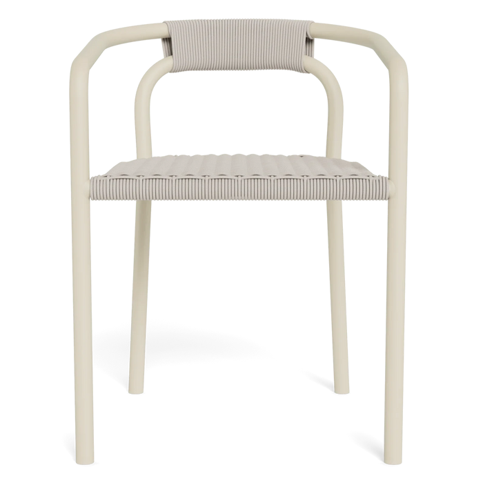 Leo Stacking Dining Chair, Aluminum Bone / Rope Shell