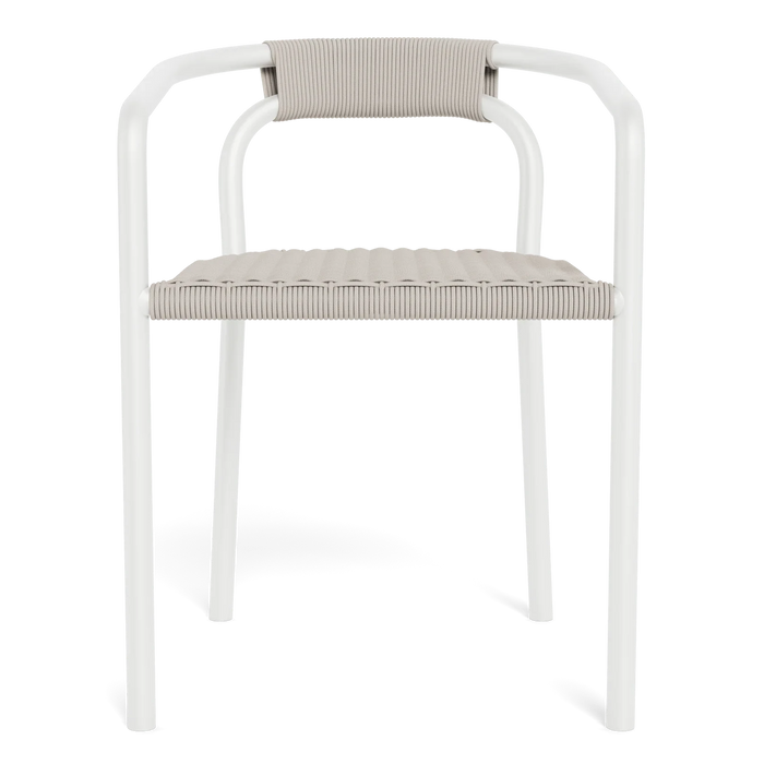 Leo Stacking Dining Chair, Aluminum White / Rope Shell