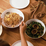 Pearl White Low Serving Bowls, Set of 2