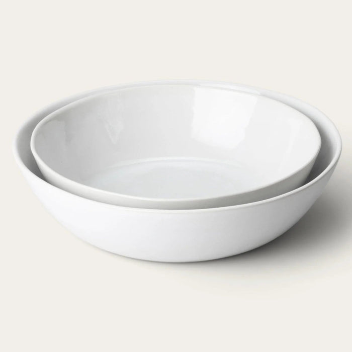 Pearl White Low Serving Bowls, Set of 2