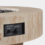 Mason Round Fire Table, Travertine Natural