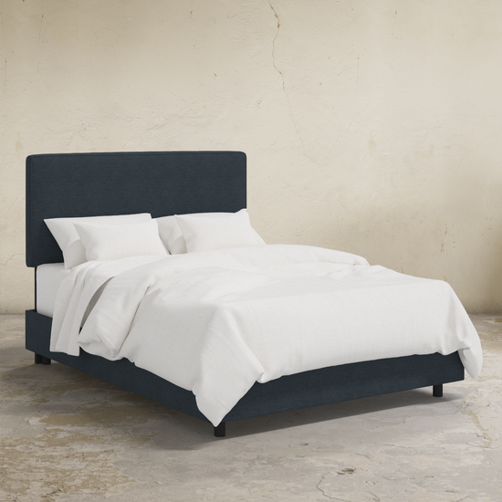 Abbie Platform Bed, Navy Linen, Twin