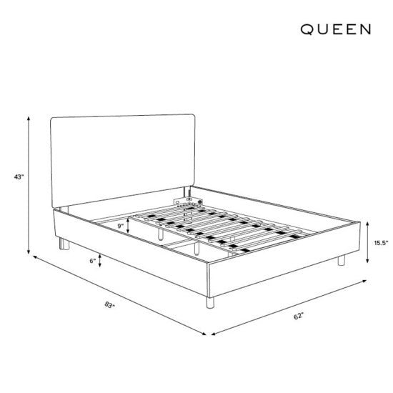 Abbie Platform Bed, King, Queen, Full & Twin, Indigo