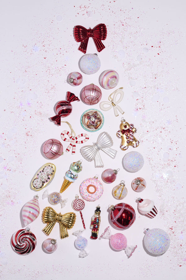 Red Metallic Bow Ornament, 5"W