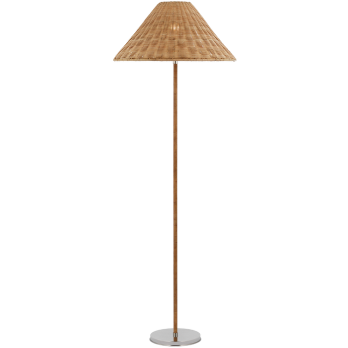Wimberley Medium Wrapped Floor Lamp, Polished Nickel/Natural Wicker