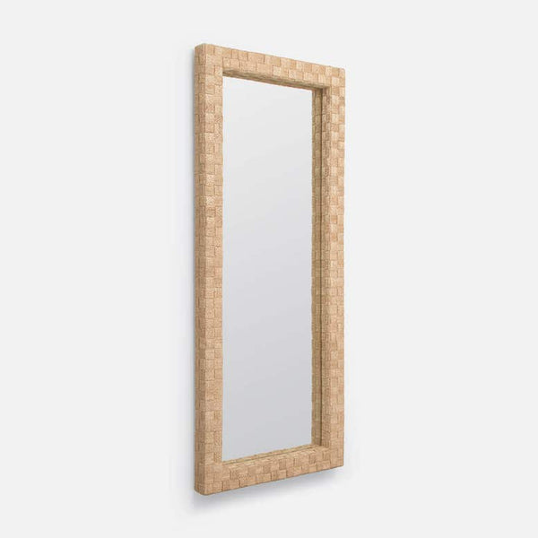 Gene Mirror, Natural Lattice Abaca, 30"W x 72"H
