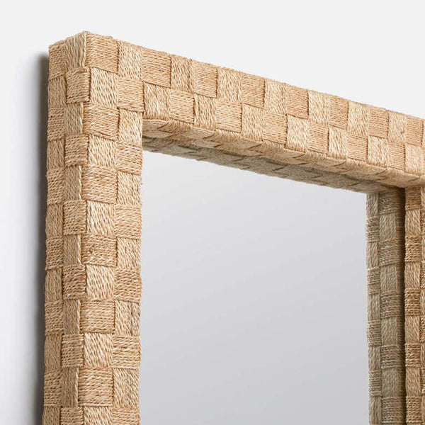 Gene Mirror, Natural Lattice Abaca, 30"W x 72"H