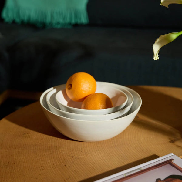 Pearl White Nested Serving Bowls, Set of 3