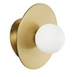 Nodes Large Angled Sconce, Burnished Brass, 8"W x 7.6"H