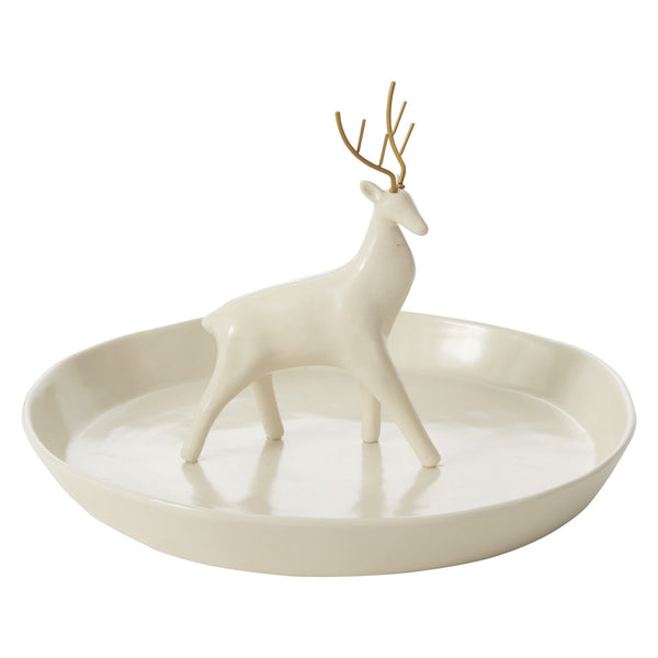 Norse Deer Platter, White, 13.75"