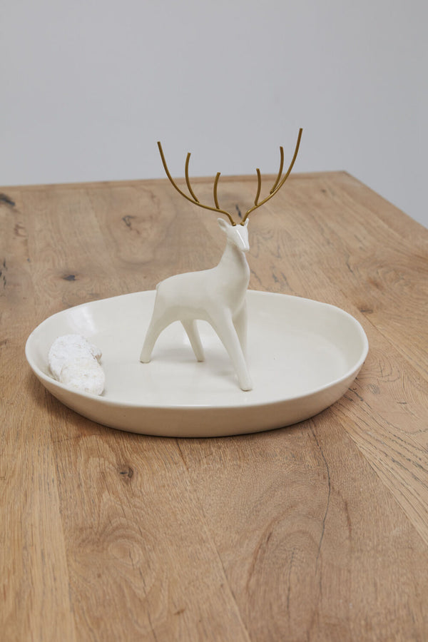 Norse Deer Platter, White, 13.75"