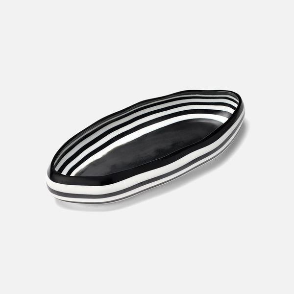 Rucchin Oval Bowl, 24", Black/White Stripe