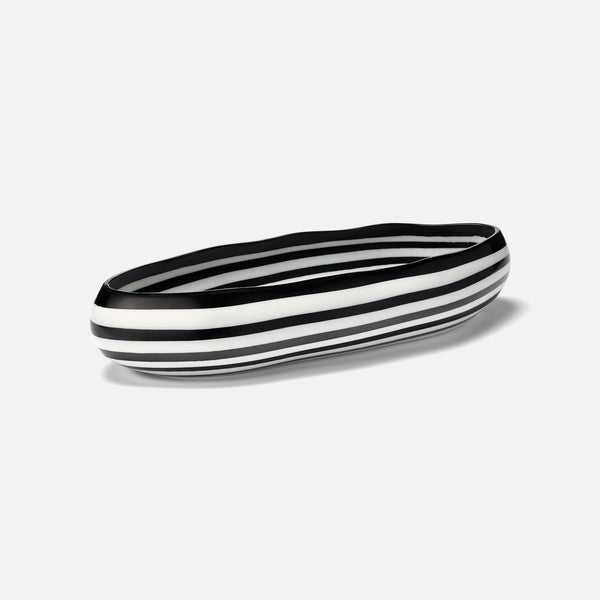 Rucchin Oval Bowl, 24", Black/White Stripe