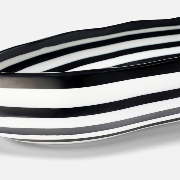 Rucchin Oval Bowl, 24", Black/White Stripe