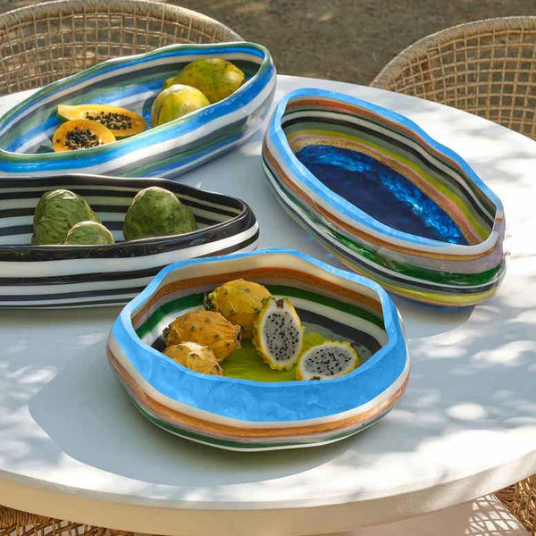 Rucchin Oval Bowl, 24", Black/White Stripe