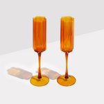 Wave Flute Set of 2, Amber