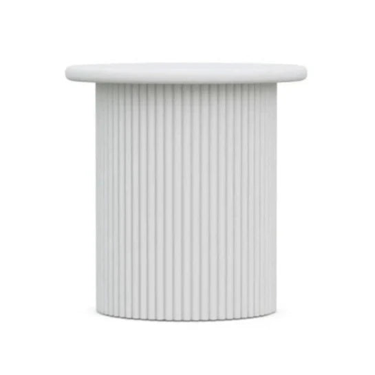 Palma Side Table, White, 19.5" dia. x 20"H