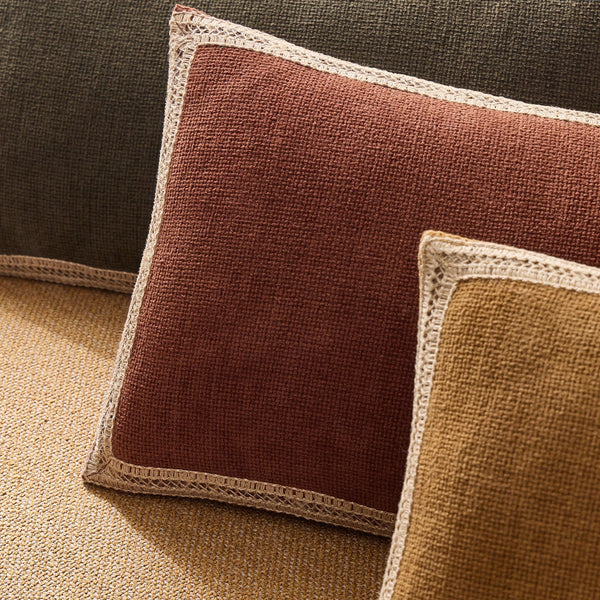 Solid Bordered Lumbar Pillow Cover - Dark Olive, 12" x 21"