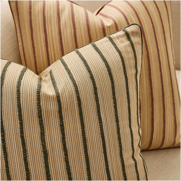 Filigree Stripe Pillow Cover - Dark Olive, 20" x 20"