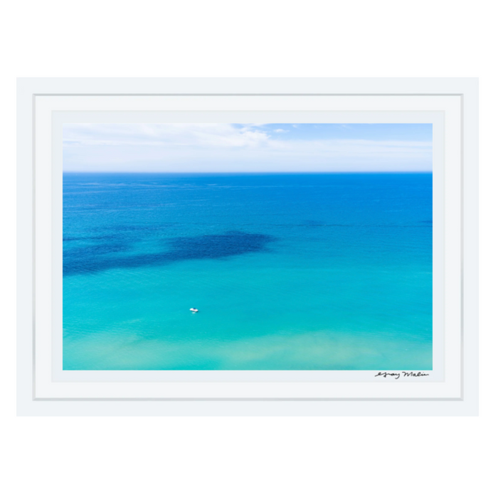 Lake Michigan boat day, 43" x 61", White Frame