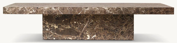 Roman Rectangular Coffee Table, Brown Emperador Marble, 72"W x 36"D x 15"H
