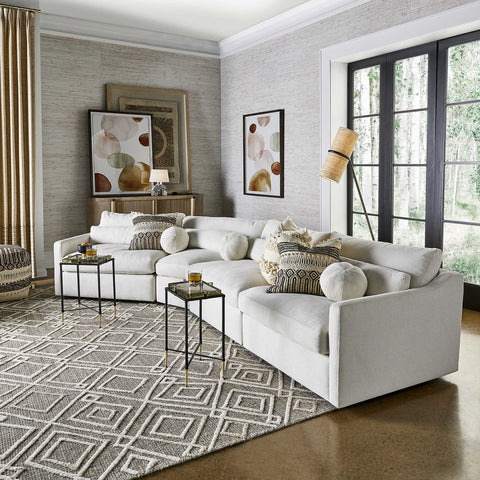 Slope Wedge Sofa, Alabaster Chenille, 150" x 74"