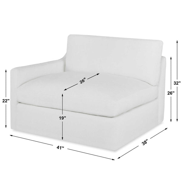 Slope Wedge Sofa, Alabaster Chenille, 150" x 74"