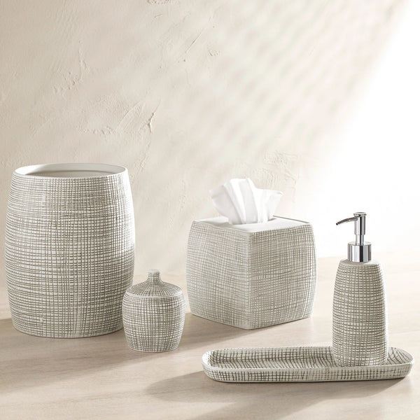 Raffia Waste Basket, Porcelain / Unique