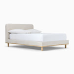 Romi Upholstered Twin Bed, Cerused White on Oak Twill Sand