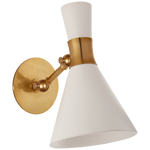 Liam Small Articulating Sconce, Hand-Rubbed Antique Brass/Matte White