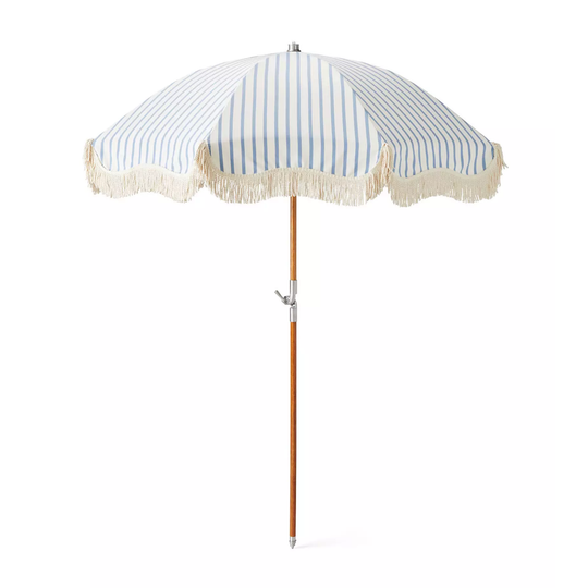 Tide Stripe Coastal Blue Beach Umbrella, 6' Dia