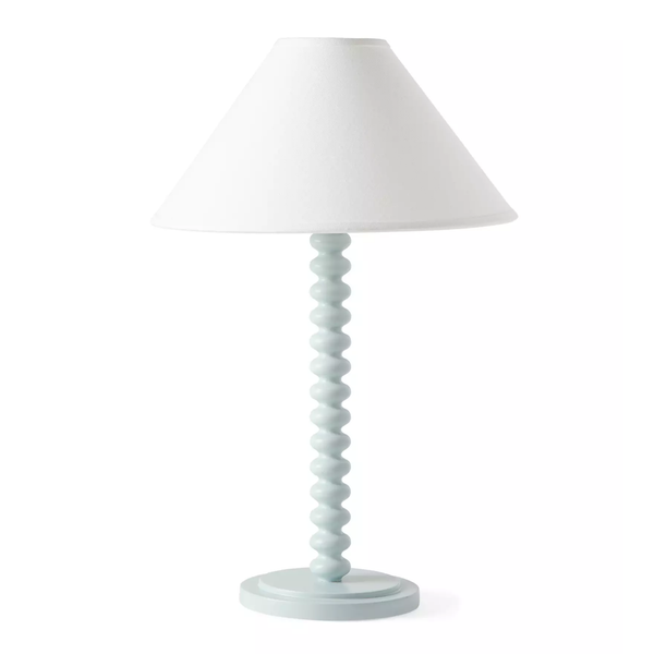 Piccolo Petite Table Lamp - Sky Base/White Linen Shade, 14"H