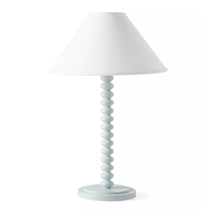 Piccolo Petite Table Lamp - Sky Base/White Linen Shade, 14"H