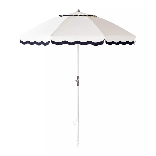 Wave Club Umbrella - White with Navy Trim